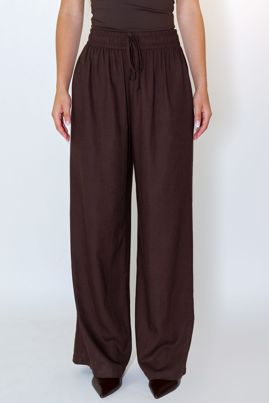 Chocolate Brown Long Linen Pant