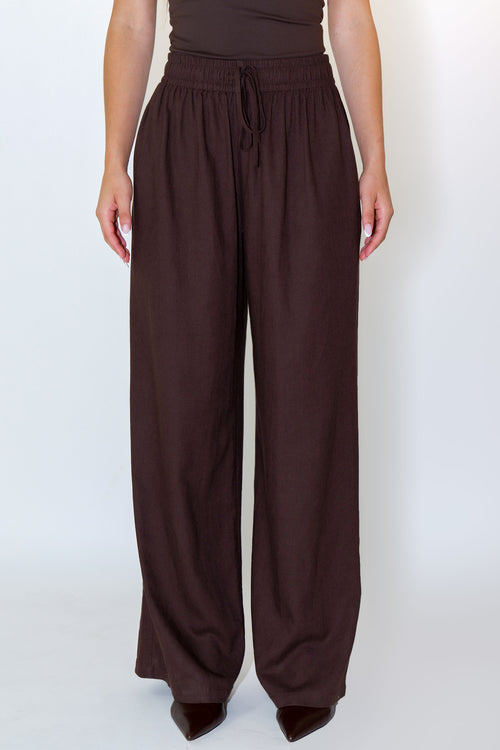 Chocolate Brown Long Linen Pant