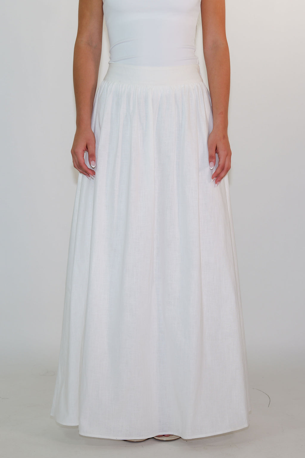High Waisted Linen Maxi Skirt