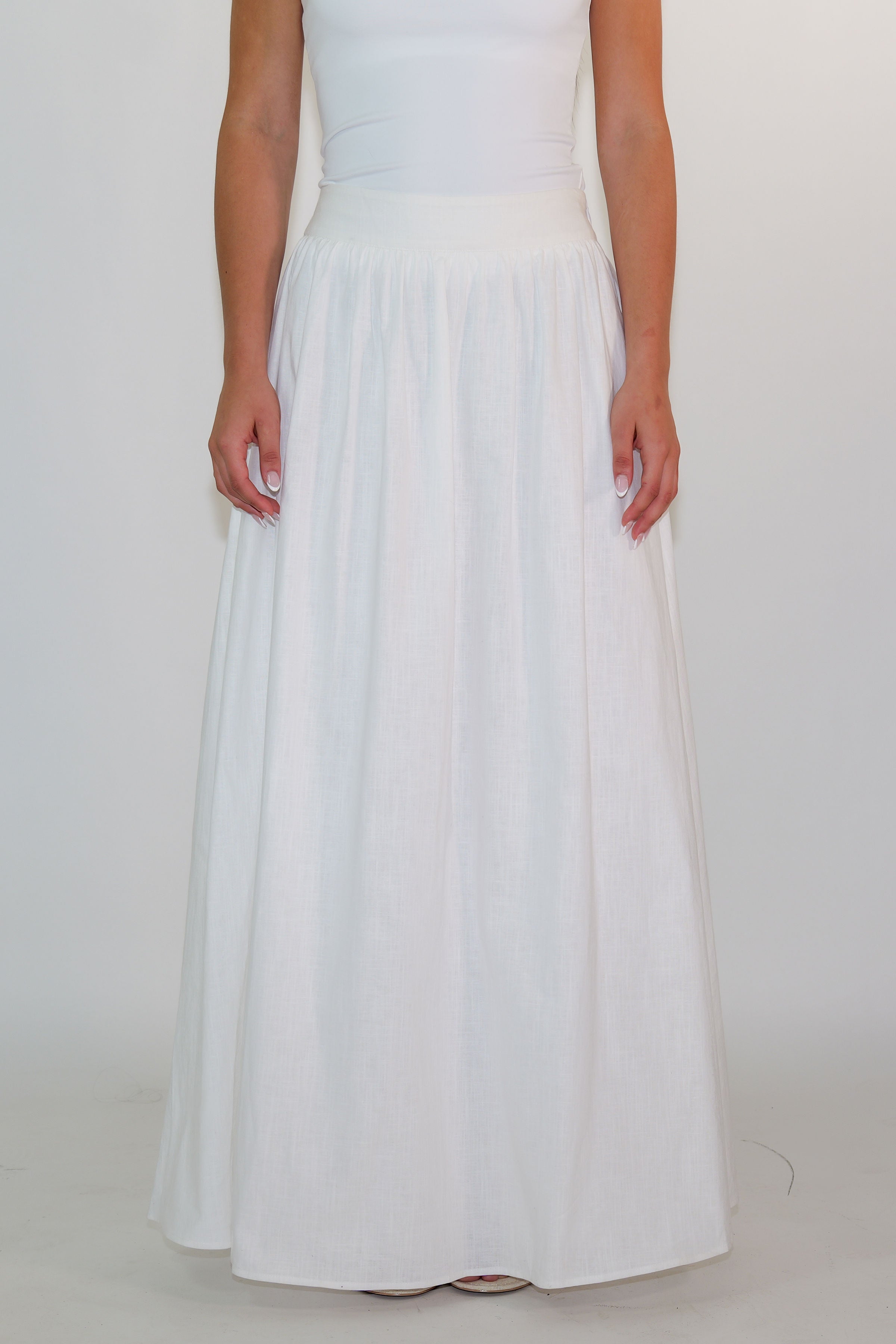High Waisted Linen Maxi Skirt