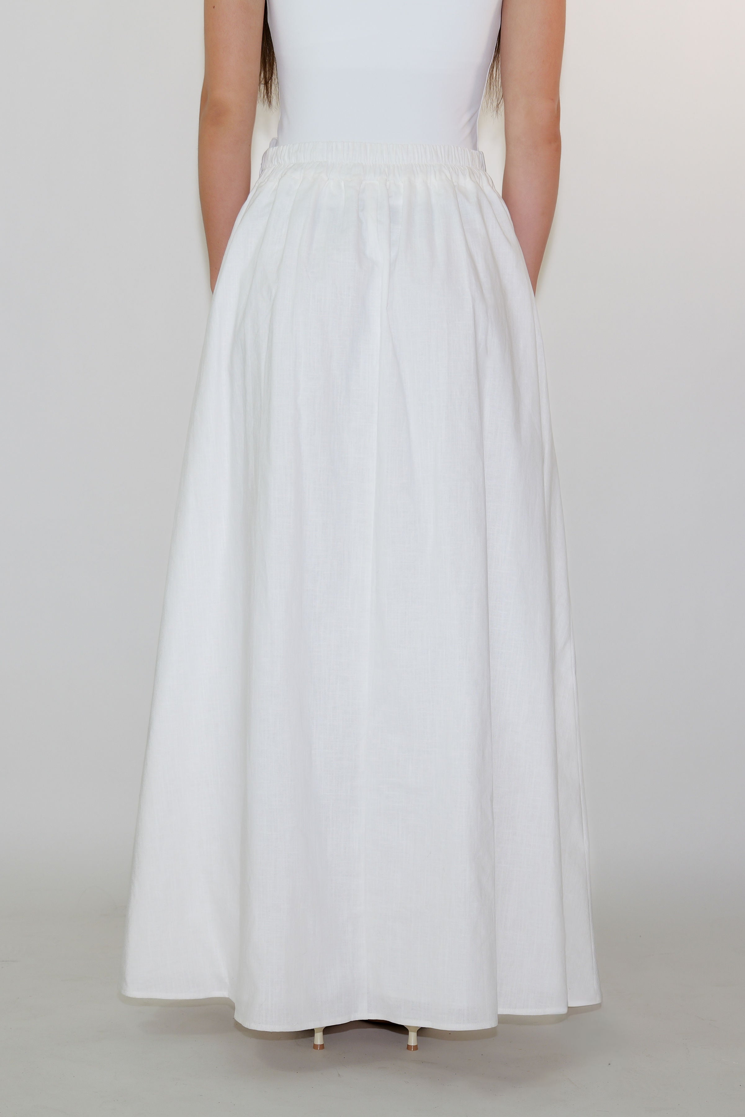 High Waisted Linen Maxi Skirt