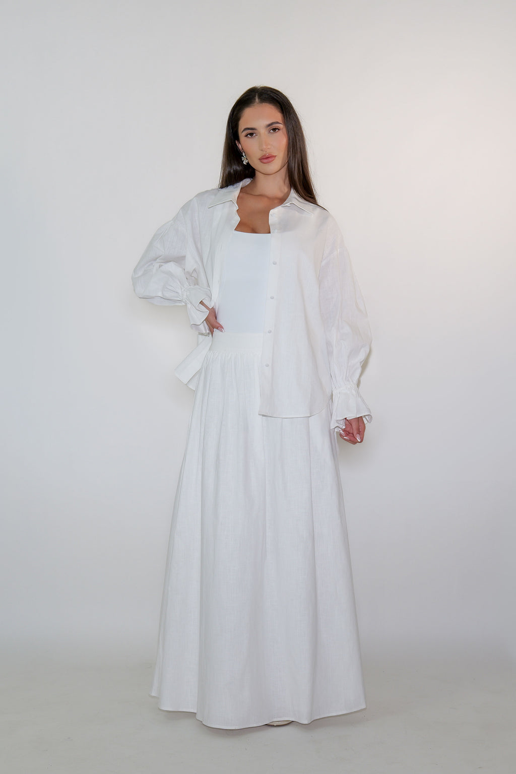 High Waisted Linen Maxi Skirt