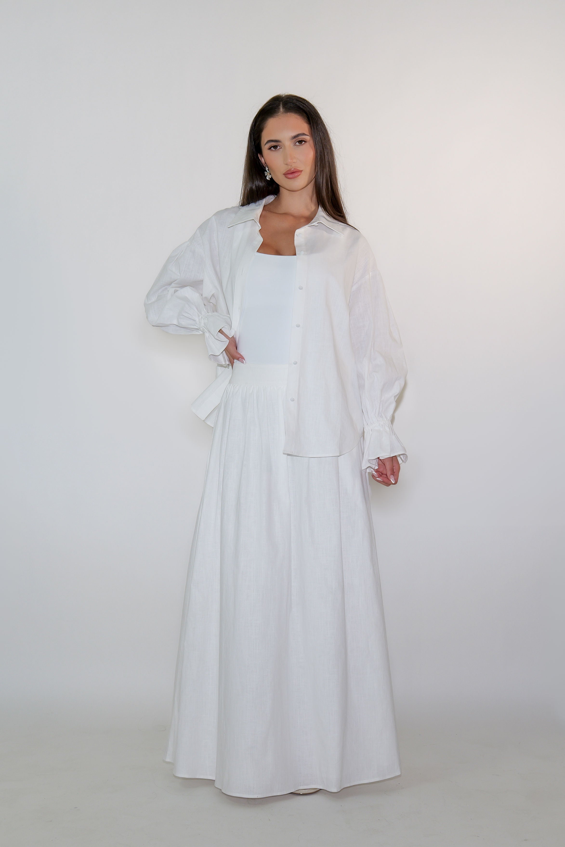 High Waisted Linen Maxi Skirt